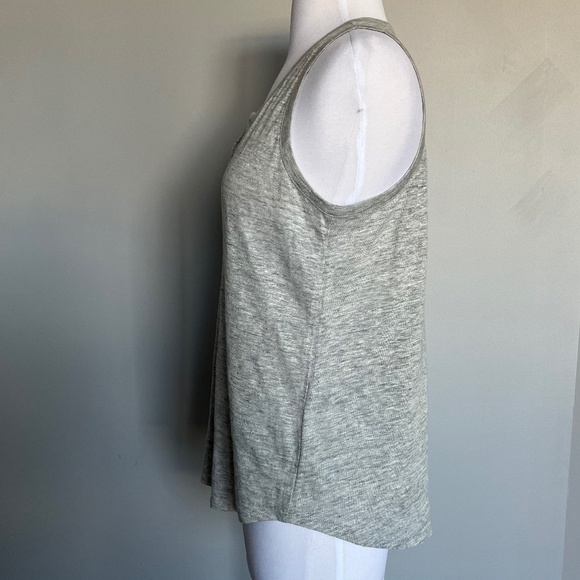 Vince Split Neck Linen Relaxed Casual Pocket Pullover Gray Tank Top Blouse Small - Picture 4 of 8